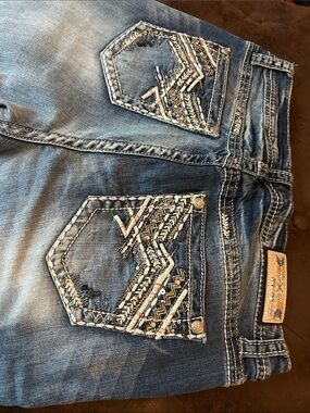 Embellished Dark Wash Denim Jeans with Back Pocket Detail Grace Easy Fit